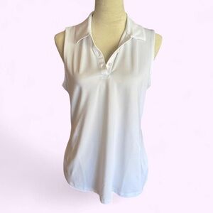 Greg Norman PLAY Sleeveless Golf Polo Top White Size Medium Womens M Active